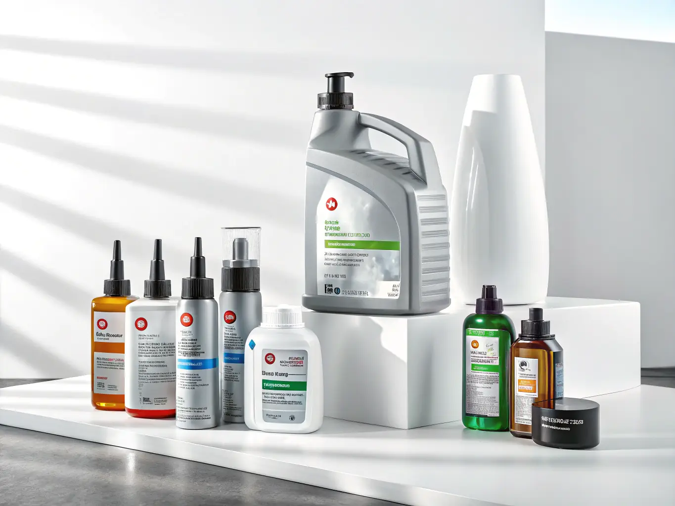 An assortment of industrial lubricants and greases, displayed to highlight the range of lubrication solutions offered by Sri Ganesh Enterprise for various machinery and equipment.